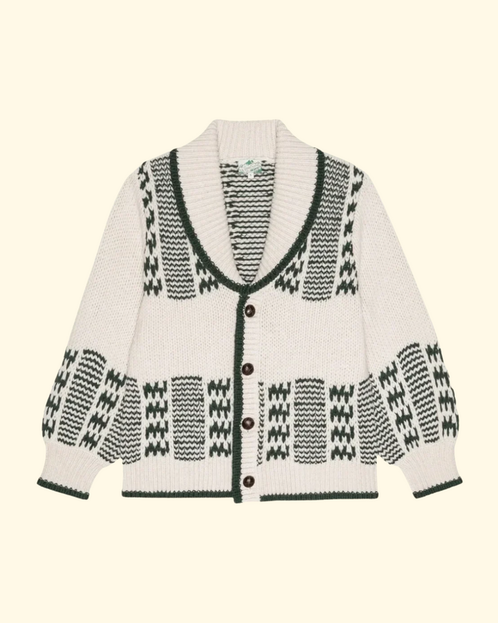 The Chalet Cardigan Sweater | Cream & Forest
