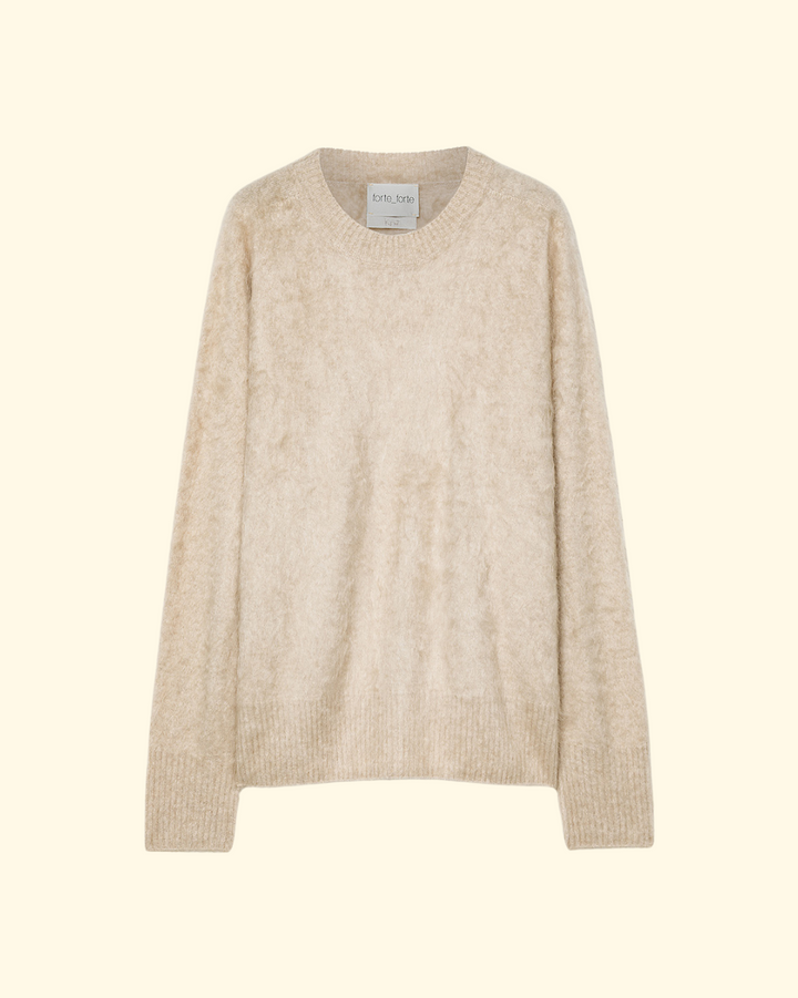 Gauzed Cashmere Roundneck Sweater | Cream
