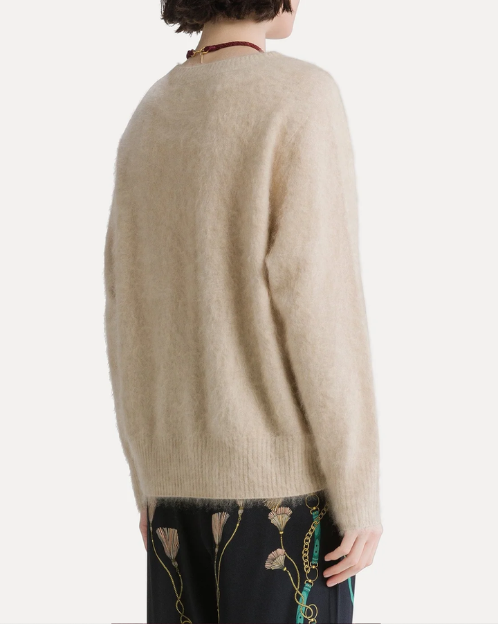 Gauzed Cashmere Roundneck Sweater | Cream