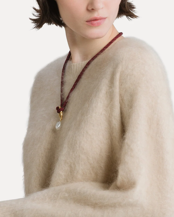 Gauzed Cashmere Roundneck Sweater | Cream