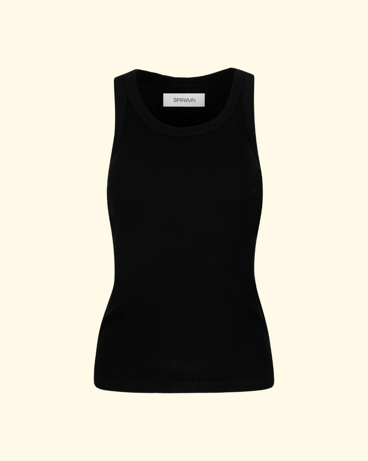 Rib Fitted Scooped Tank | Black