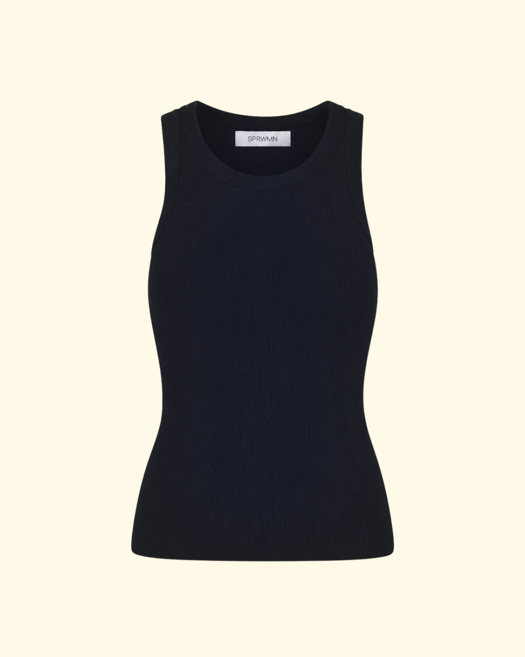 Rib Fitted Scooped Tank | Navy