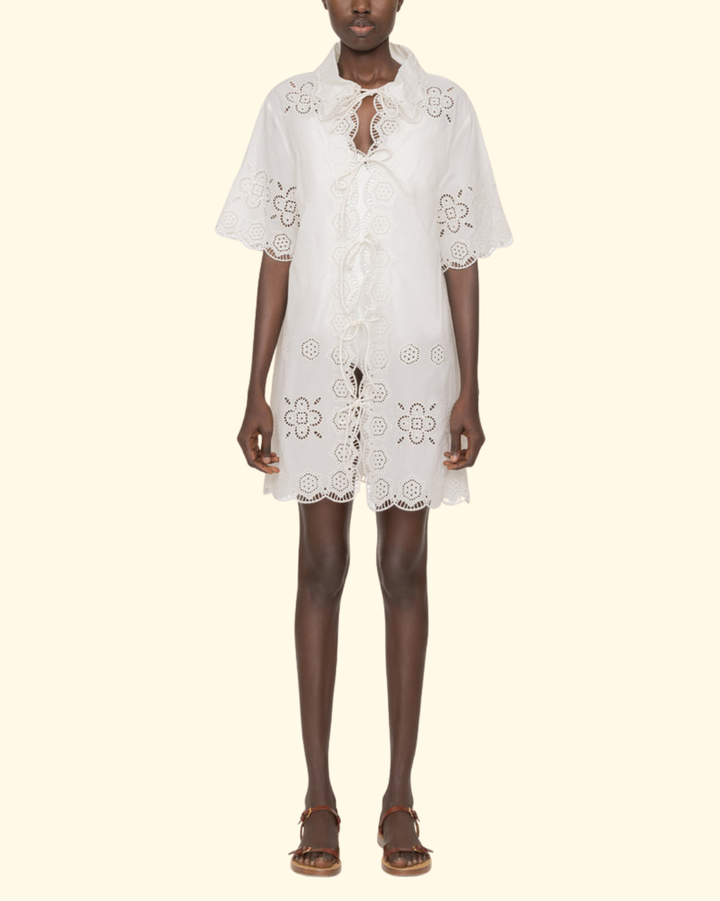 Babette Eyelet Swim Coverup | White