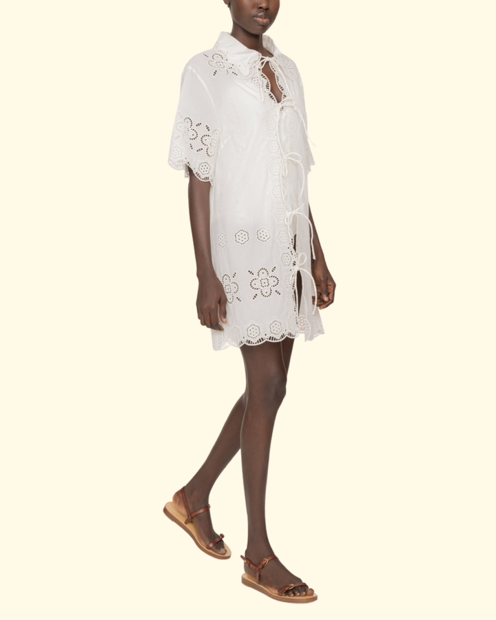 Babette Eyelet Swim Coverup | White