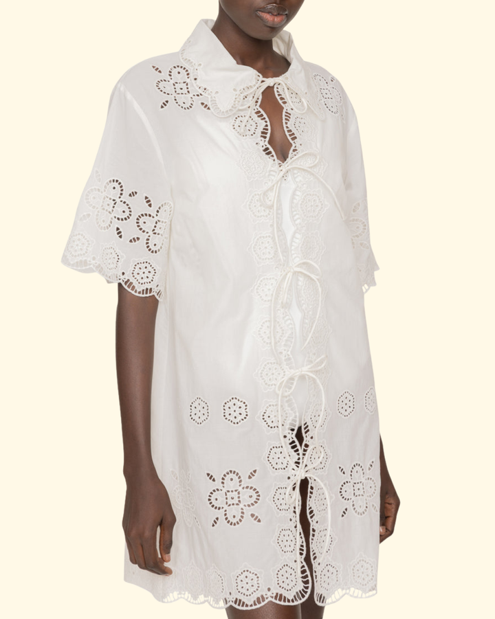 Babette Eyelet Swim Coverup | White