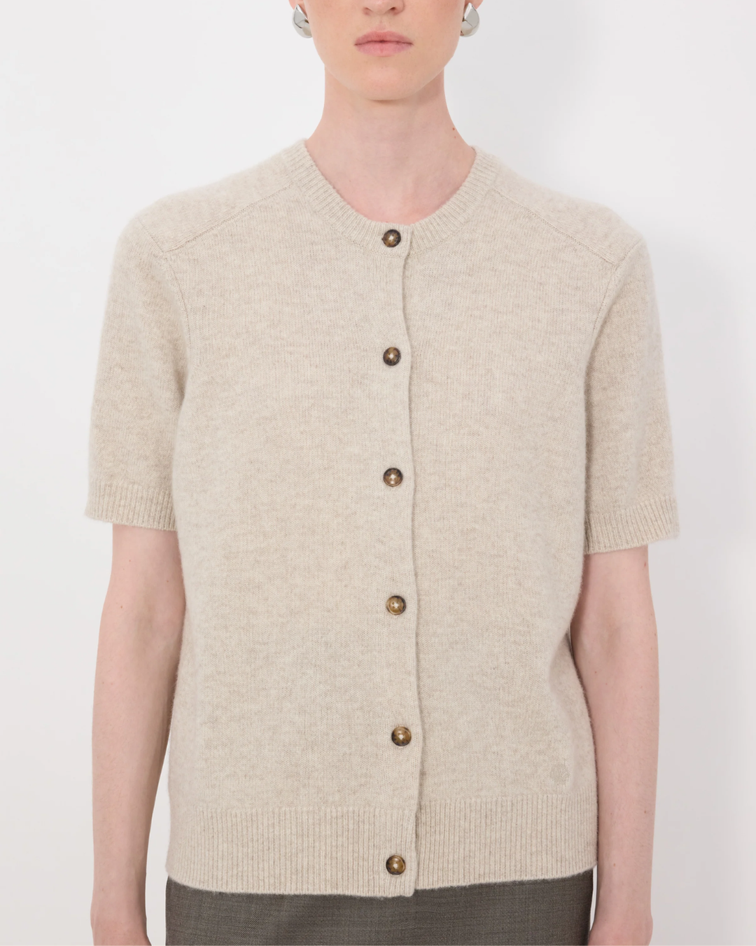 Jodi Short-Sleeve Cardigan | Beige