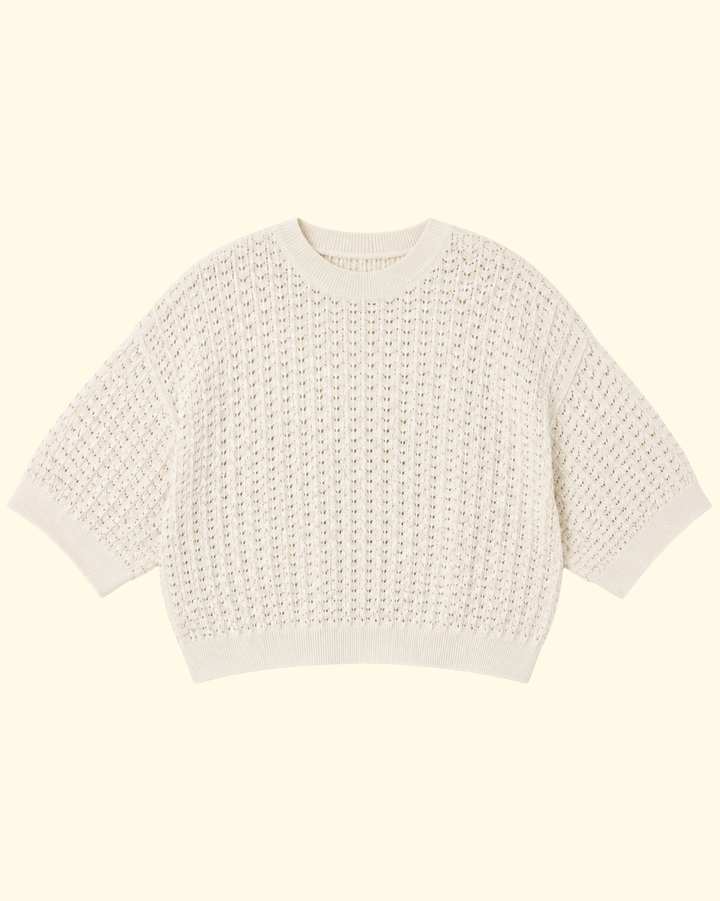 Bess Lace Knit T-Shirt | Cream