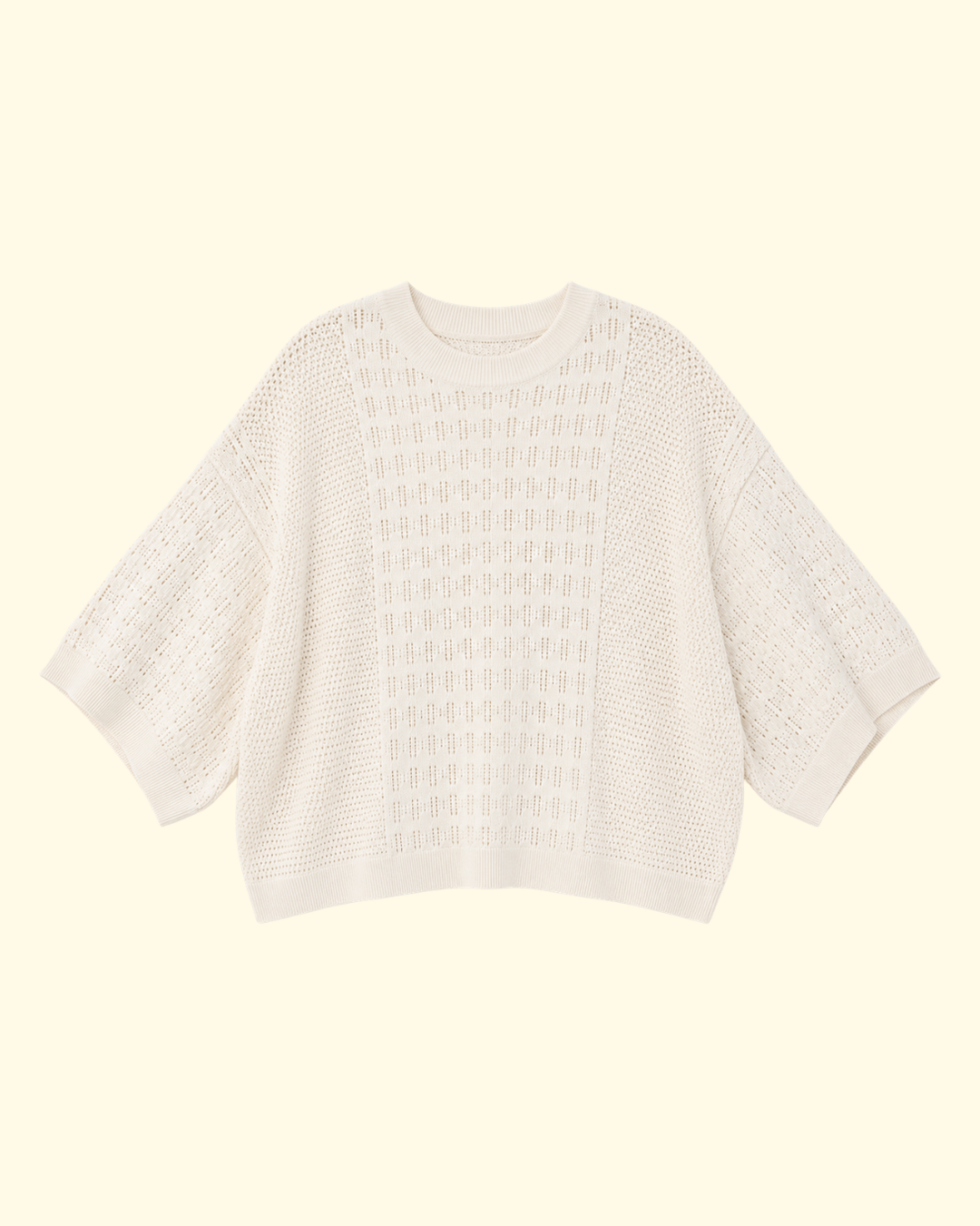 Bella Paneled Lace Knit T-Shirt | Cream
