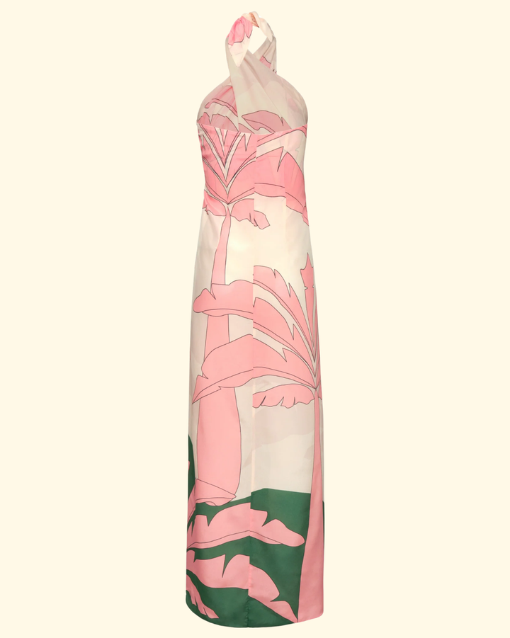 Cayetana Silk Crepe Maxi Dress | Peach Palms