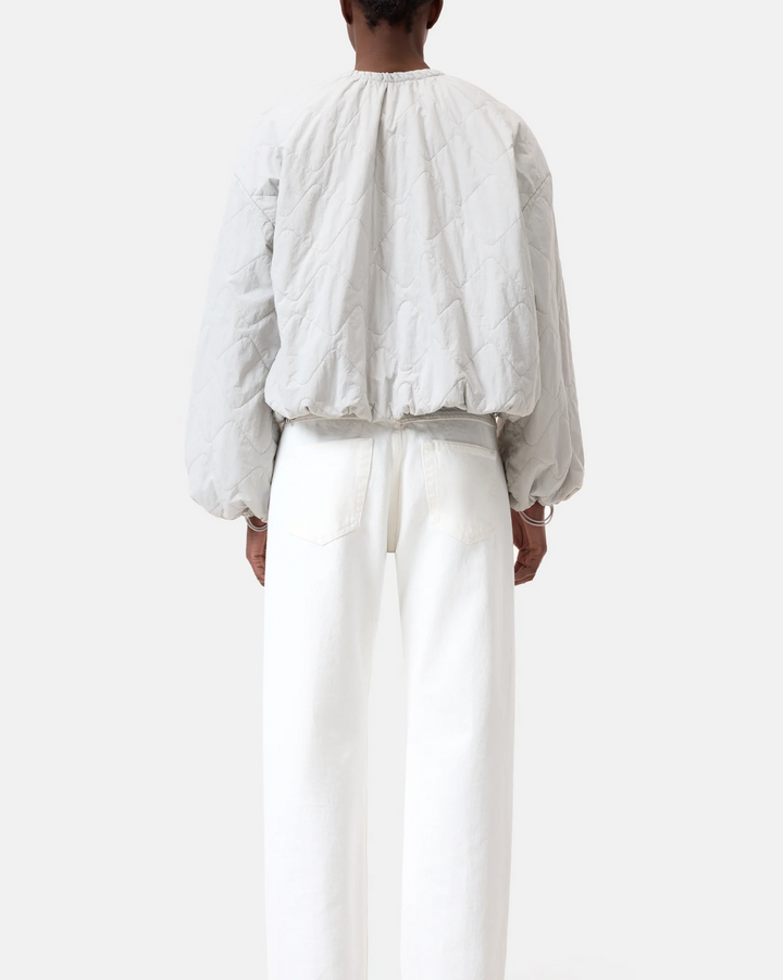 Cropped Gathered Bomber | Light Grey