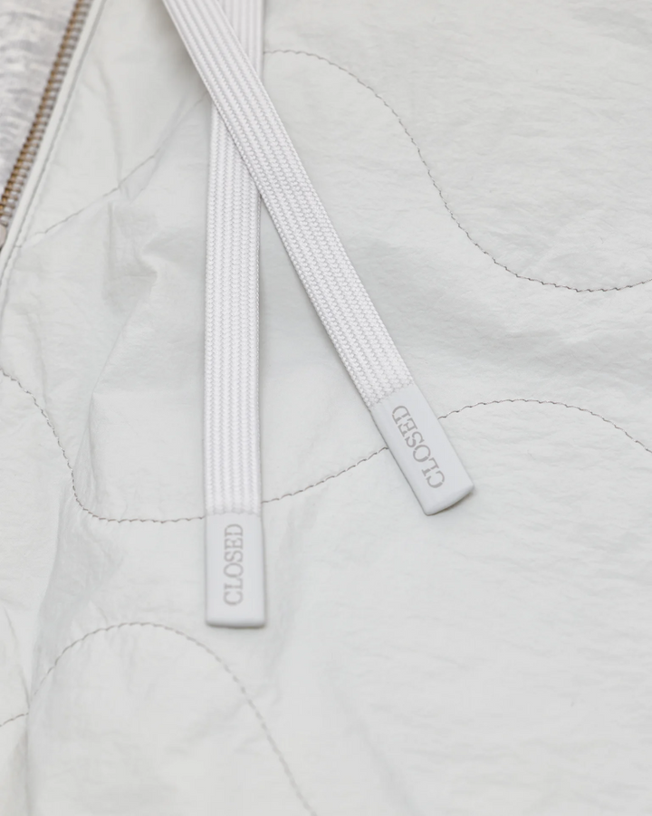 Cropped Gathered Bomber | Light Grey