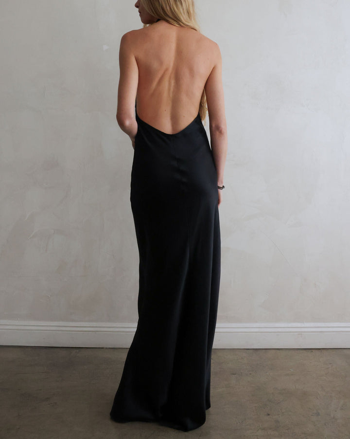 Noemie Lace Halterneck Gown | Black