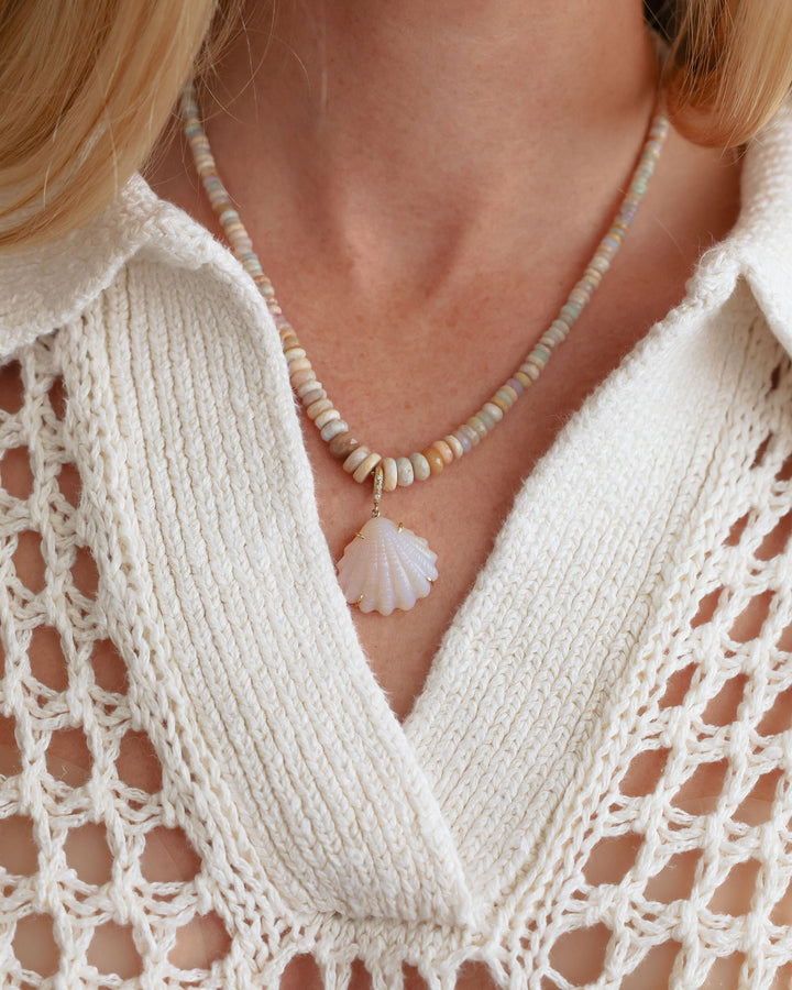 Opal Shell Necklace | Opal Bead Chain