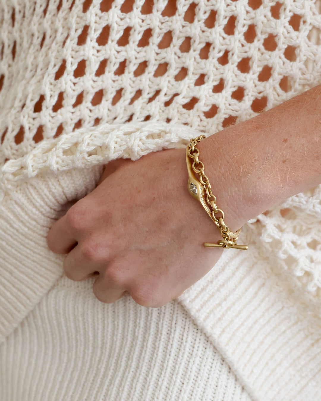 Marquise Diamond Cuff | 18k Yellow Gold