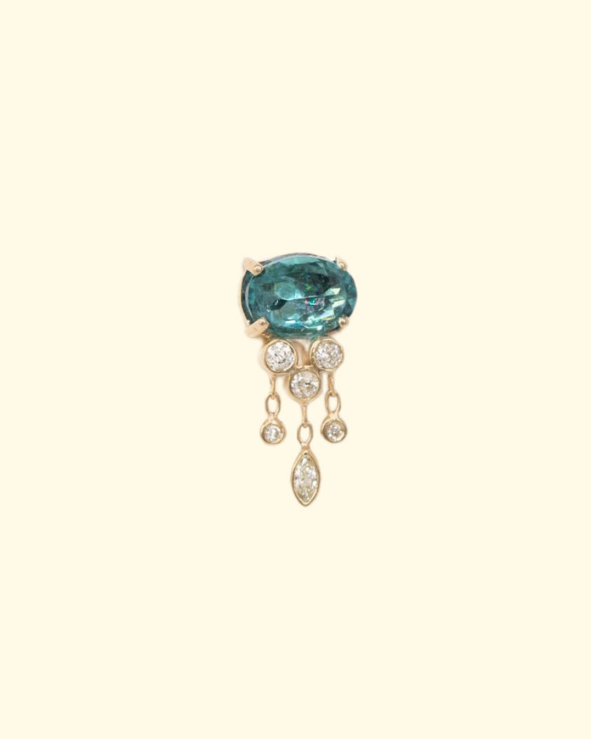 Jellyfish Earring | Turquoise Tourmaline & Diamond