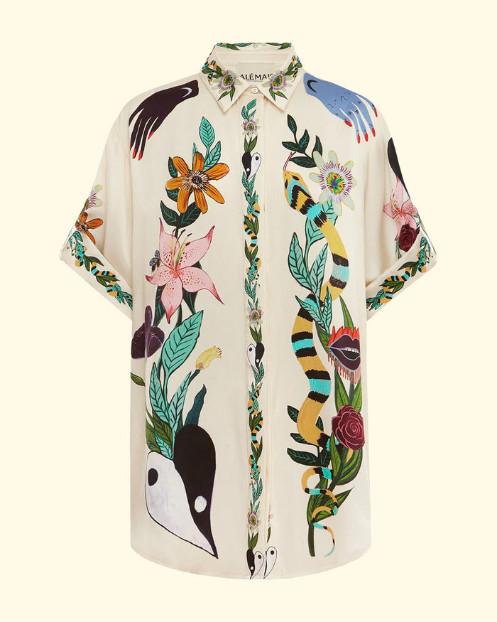 Meagan Oversized Silk Shirt | Cream