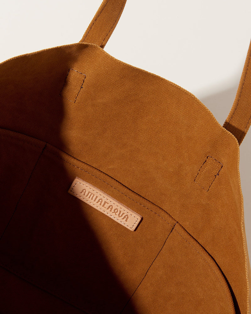 Washed Canvas 6pocket Tote M | Mustard