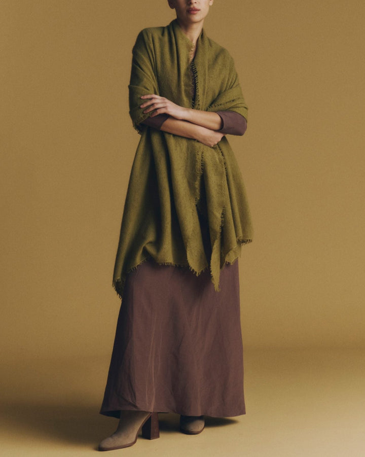 Open Knitted Shawl | Olive