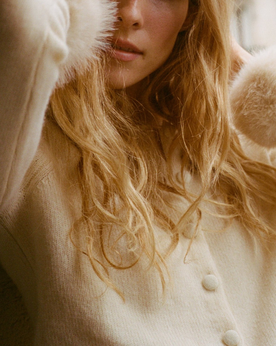 Clara Cashmere Cardigan | Vanilla — 4:5 cropped view 19