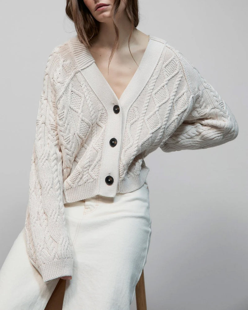 V Cardigan Long Sleeve | Ivory