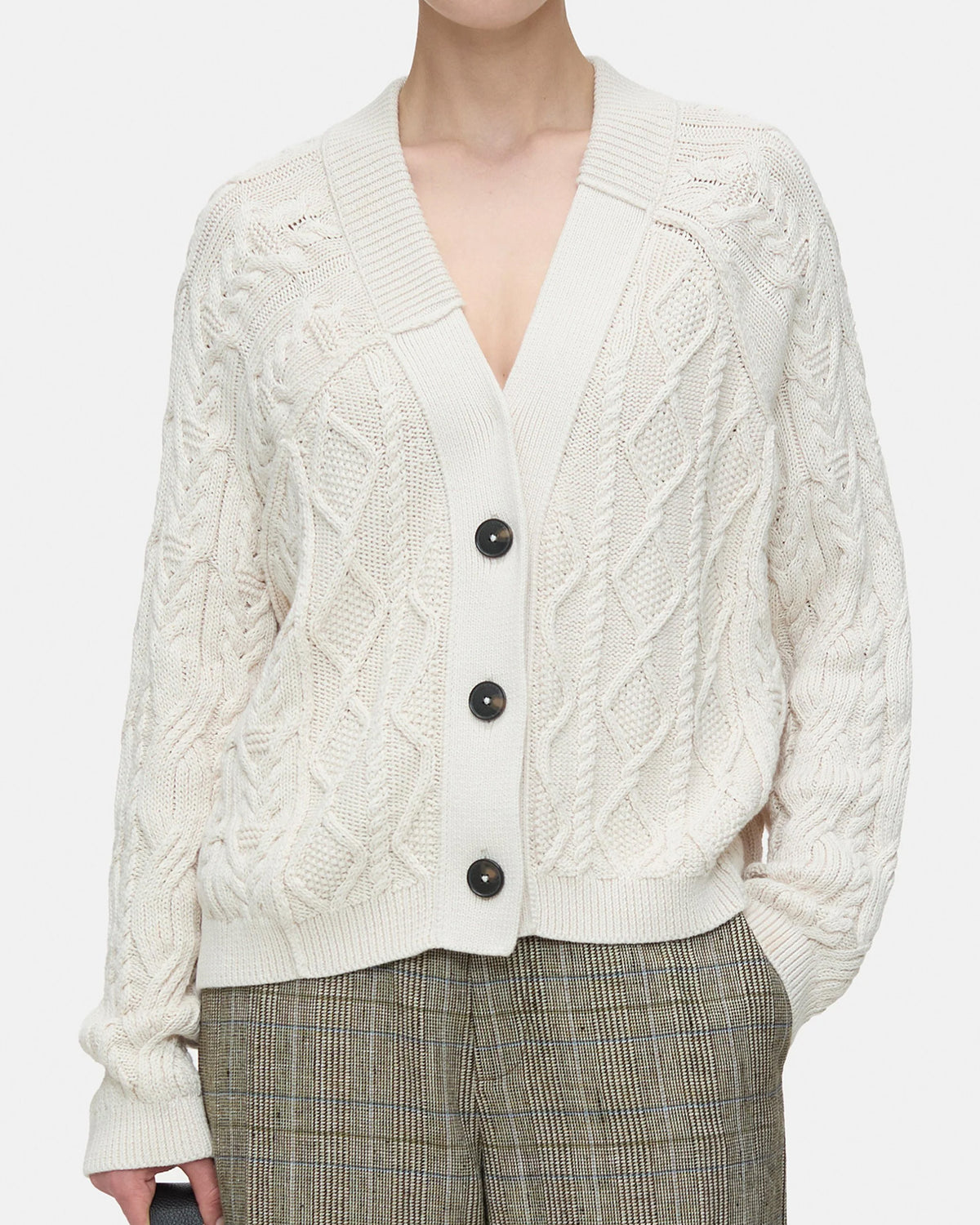 V Cardigan Long Sleeve | Ivory