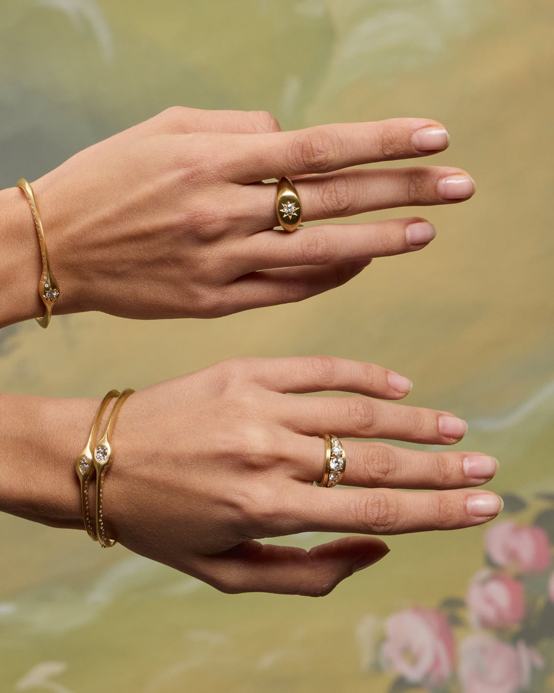 Cushion Old Mine Cut Bangle | 18k Yellow Gold