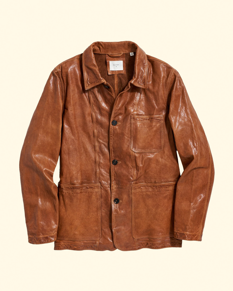 Leather Chore Coat | Cognac