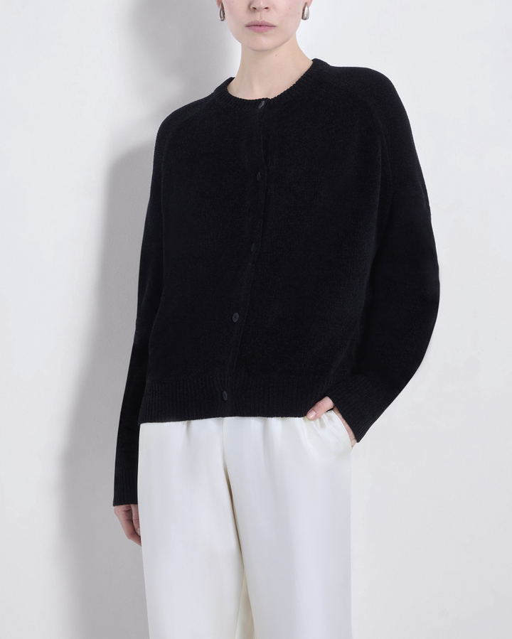 Fenton Velvet Yarn Cardigan | Black