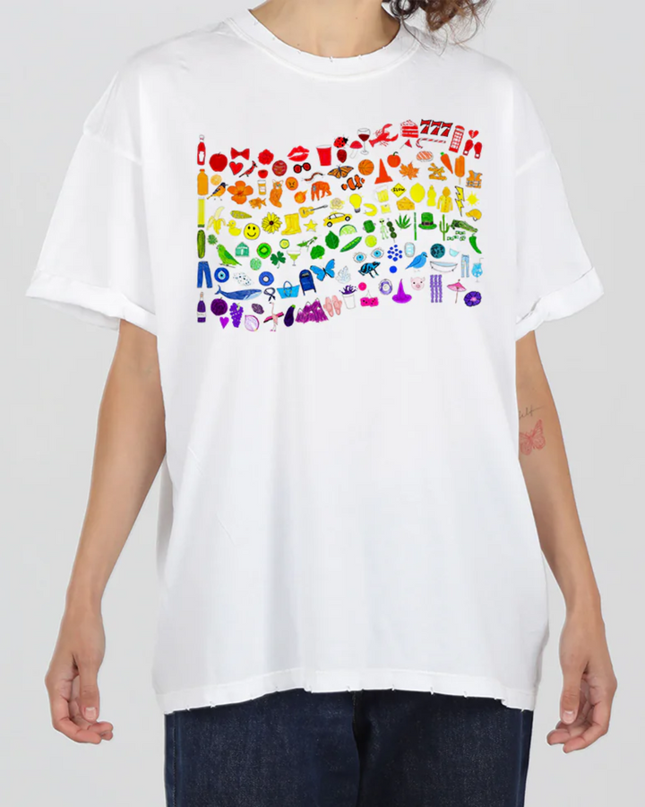 Pride Flag Boyfriend Tee | White