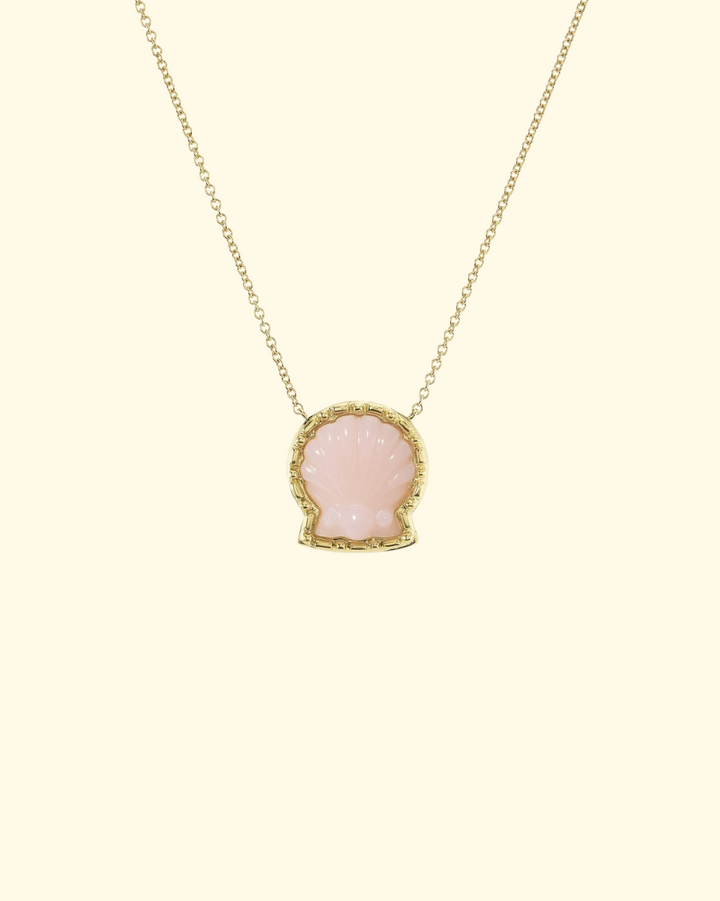 Taras Shell in Pink Opal | 18k Yellow Gold