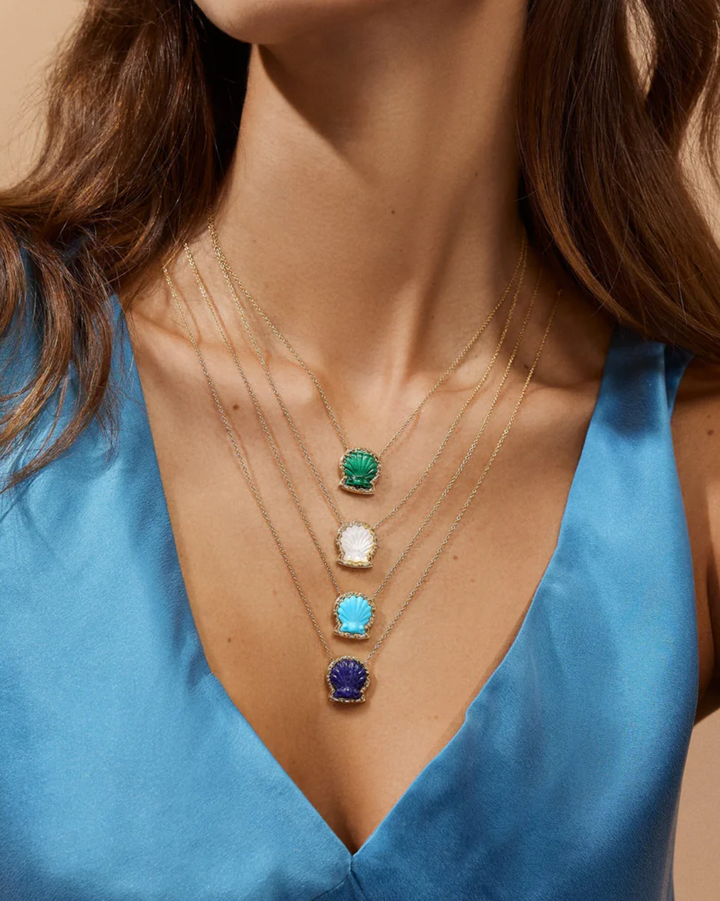 Taras Shell in Pink Opal | 18k Yellow Gold