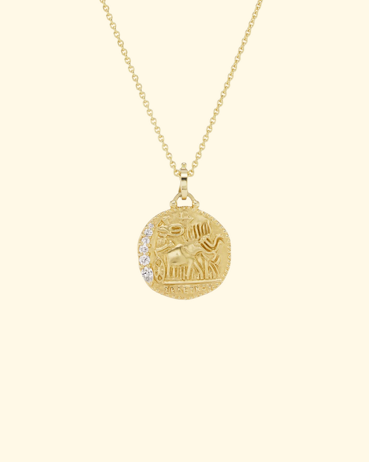 Elephant Quadriga Talisman Necklace | 18k Yellow Gold