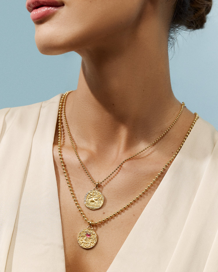 Elephant Quadriga Talisman Necklace | 18k Yellow Gold