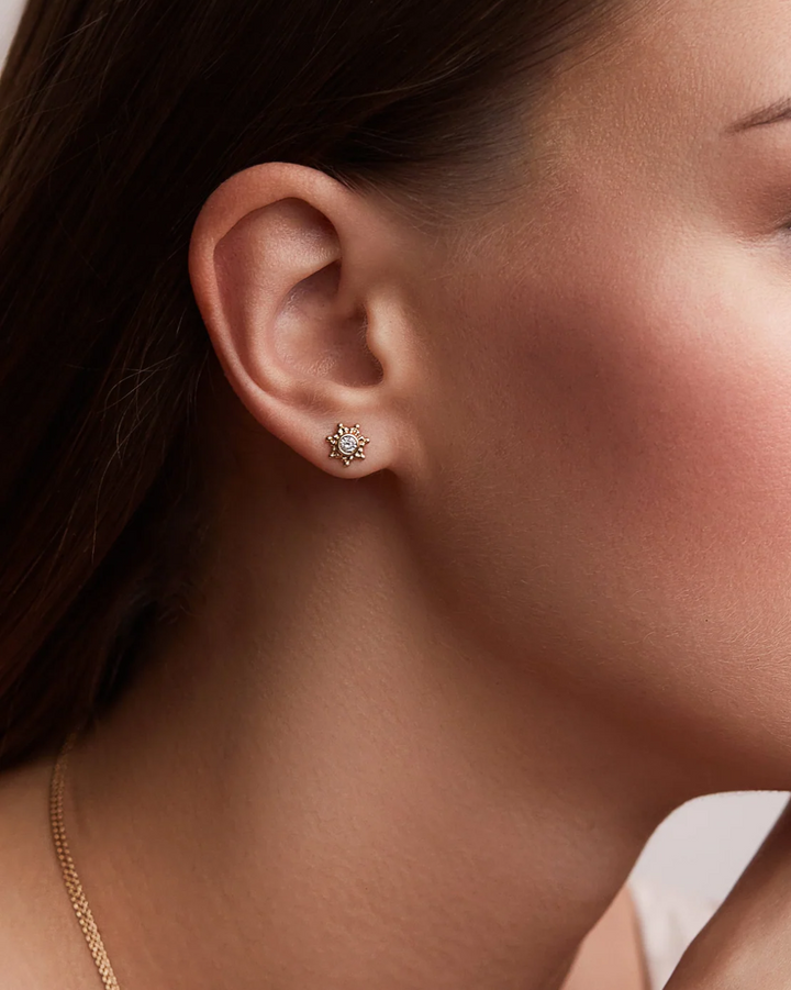 Granium Star Earrings in Diamond | 18k Yellow