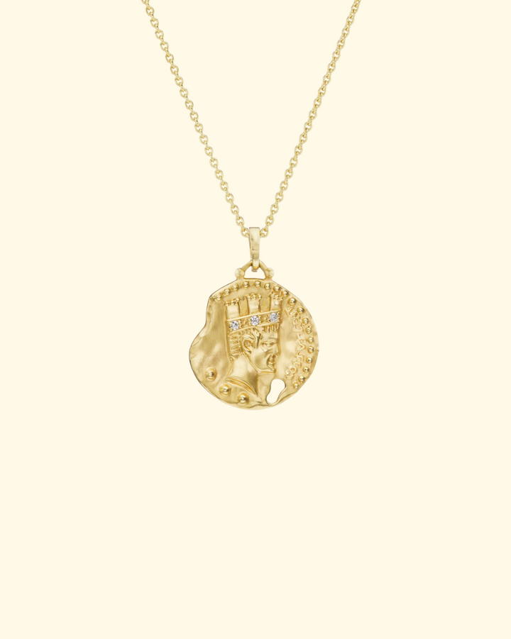 Naval Crown Coin Necklace | 18k Yellow Gold