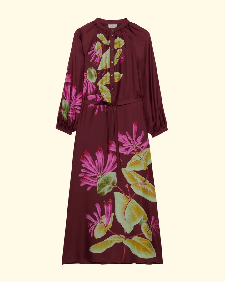 Aloegots Silk Dress | Wine Red