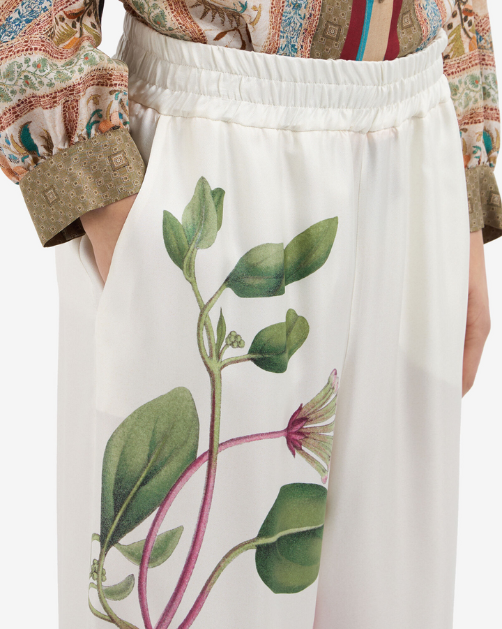 Aloegots Palazzo Silk Trouser | White