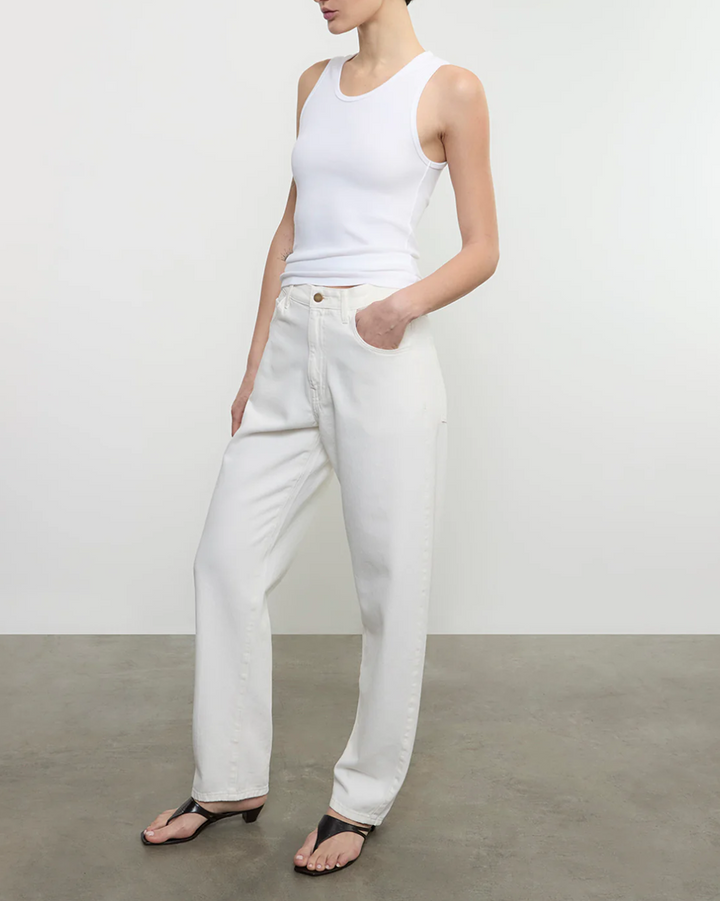 Cotton Rib Scoop Tank | White