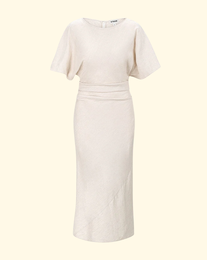staud amelie linen dress Staud - Amelie Linen Midi Dress
