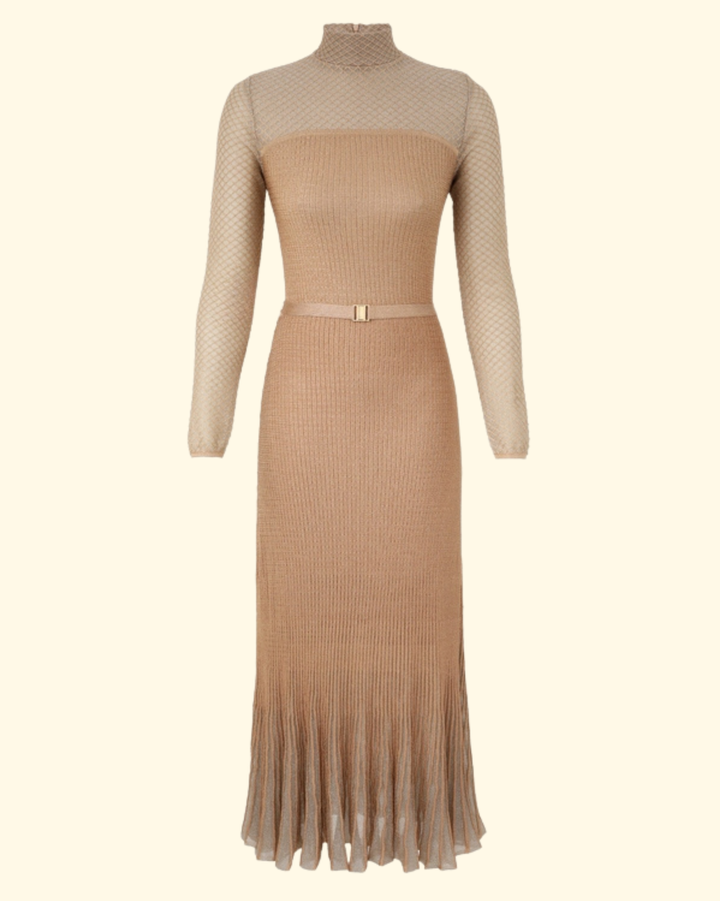 Hypnotic Metallic Midi Dress | Rose Gold