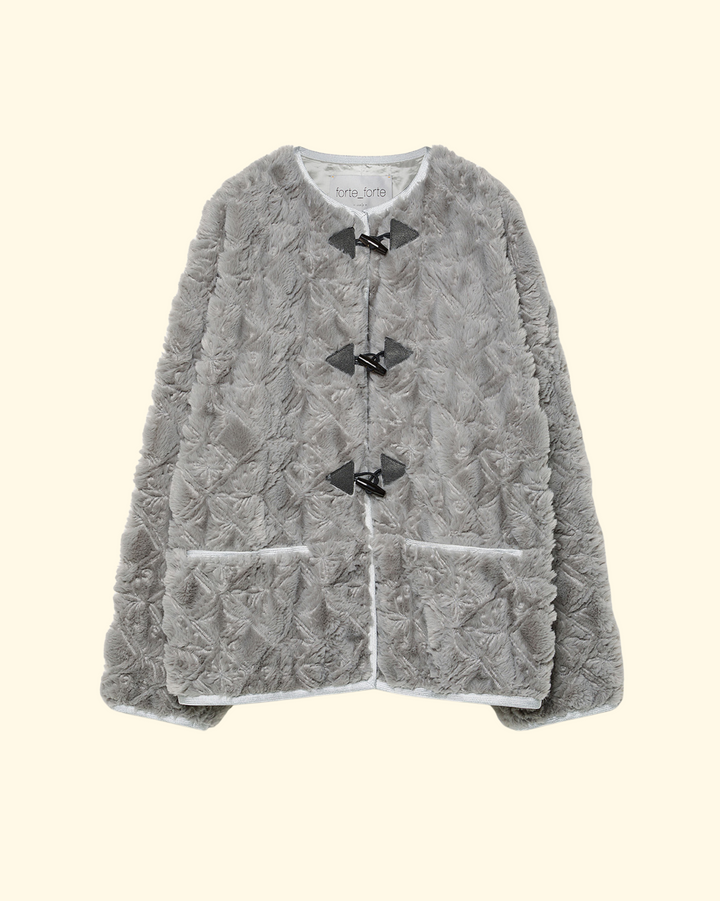 Divine Embroidery Eco Fur Coat | Pearl