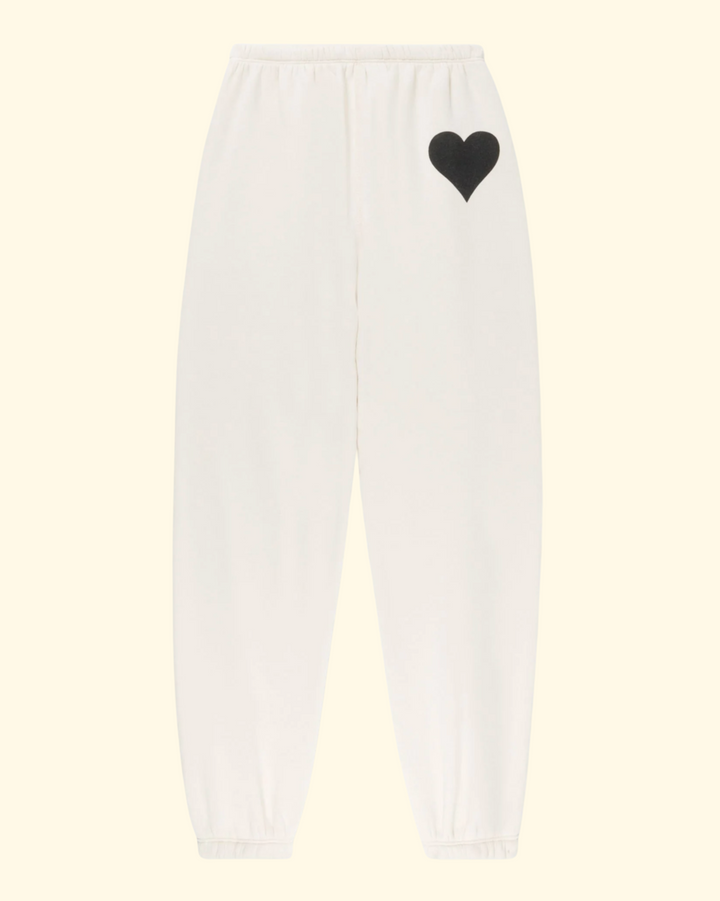 Heart Sweatpants | Vintage White / Black
