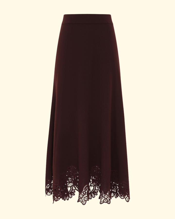 Valiant Merino Lace Skirt | Mahogany