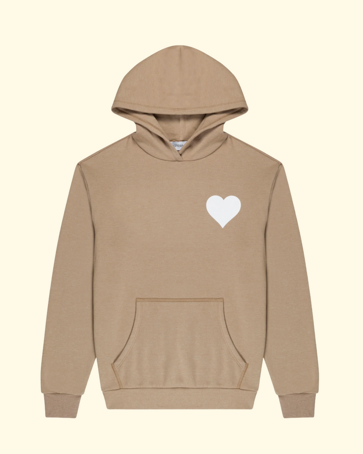 Heart Hoodie | Latte / White