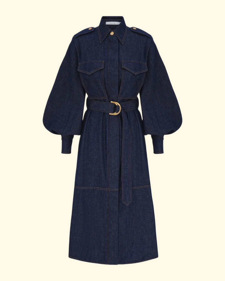 Denim Cargo Midi Dress | Ink