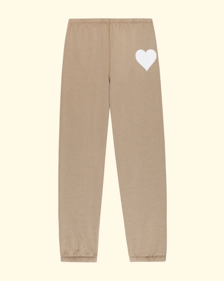 Heart Sweatpants | Latte / White