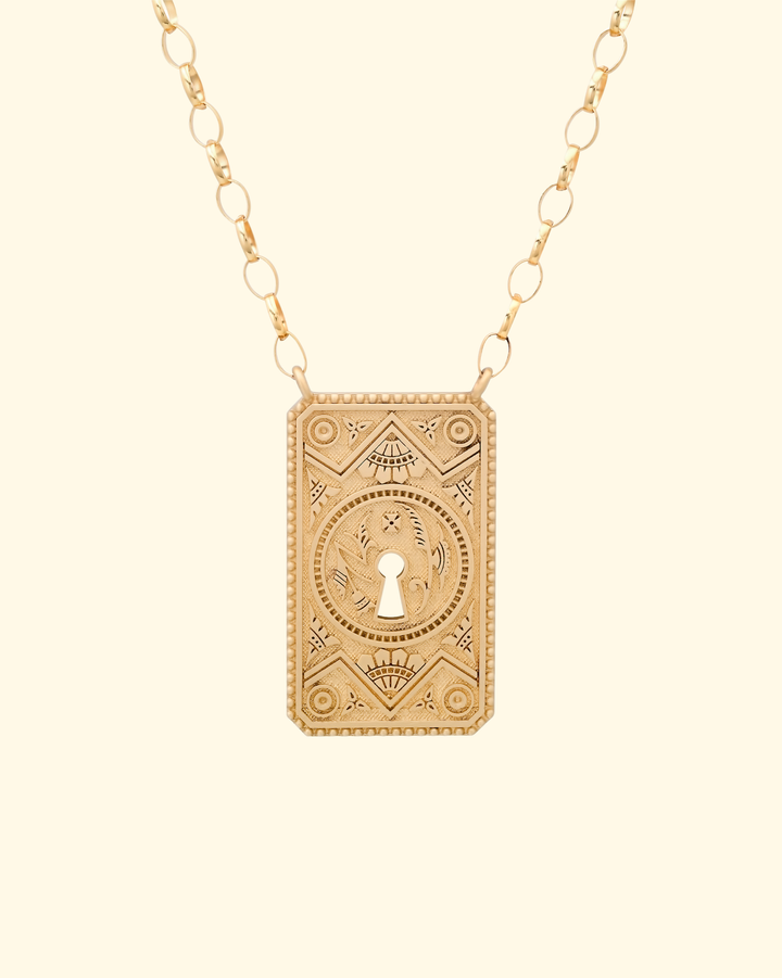 Antique Doorplate Necklace | 18k Yellow Gold