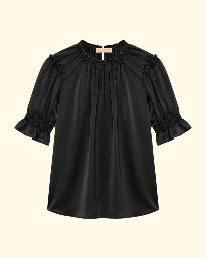 Alina SS Silk Top | Noir