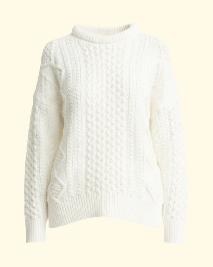 Oversized Aran Sweater | White