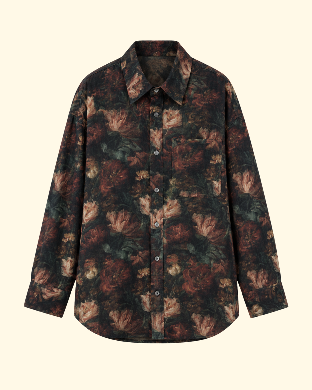 Drop Neck Shirt | Red Black Large Floral